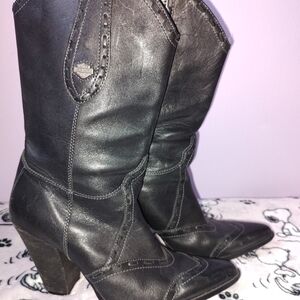 Vintage 2006 Harley-Davidson Black Heeled Boots